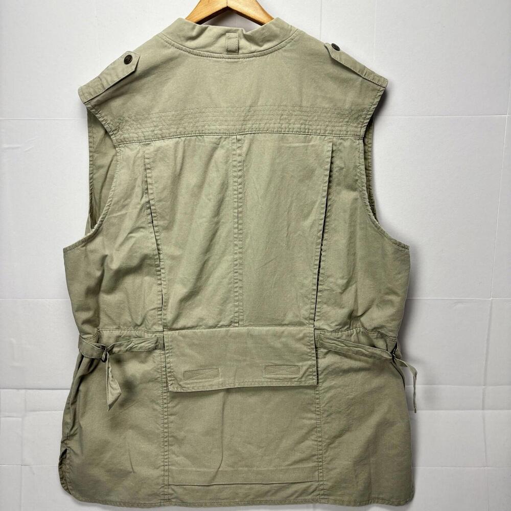 Lands End Mens Medium Khaki Cotton Multi-Pocket Safari Fishing Utility Vest M‎ - Picture 4 of 7